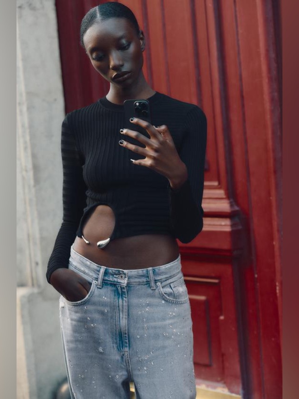 ZARA Ribbed Knit Top w/Applique - Picture 6 of 7